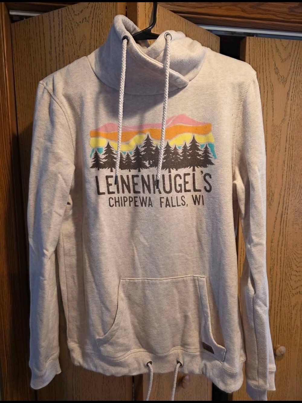 LG Techstyles Off-White Hoodie with Red and Black Logo Tag